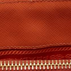 Pre Owned Prada Orange Saffiano Lux Leather Parabole Tote