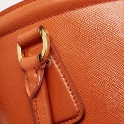 Pre Owned Prada Orange Saffiano Lux Leather Parabole Tote
