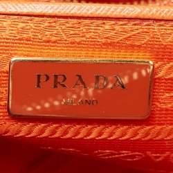 Pre Owned Prada Orange Saffiano Lux Leather Parabole Tote