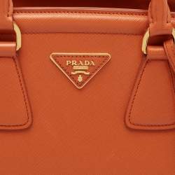 Pre Owned Prada Orange Saffiano Lux Leather Parabole Tote