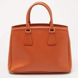 Pre Owned Prada Orange Saffiano Lux Leather Parabole Tote