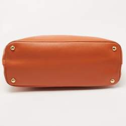 Pre Owned Prada Orange Saffiano Lux Leather Parabole Tote