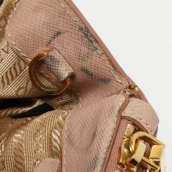 Pre Owned Prada Pink Saffiano Lux Leather Medium Double Zip Tote