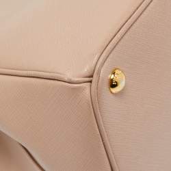 Pre Owned Prada Pink Saffiano Lux Leather Medium Double Zip Tote