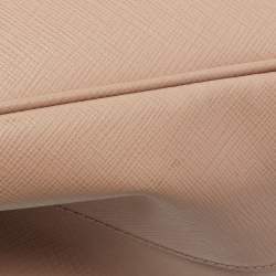 Pre Owned Prada Pink Saffiano Lux Leather Medium Double Zip Tote