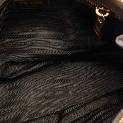 Pre Owned Prada Dark Beige Saffiano Lux Leather Mini Galleria Tote