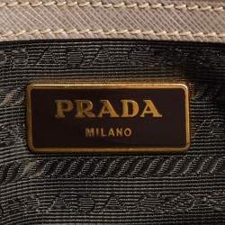 Pre Owned Prada Dark Beige Saffiano Lux Leather Mini Galleria Tote