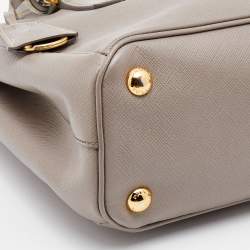 Pre Owned Prada Dark Beige Saffiano Lux Leather Mini Galleria Tote
