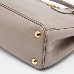 Pre Owned Prada Dark Beige Saffiano Lux Leather Mini Galleria Tote