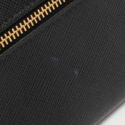Pre Owned Prada Black Saffiano Metal Leather Logo Flap Continental Wallet