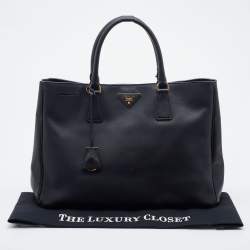 Pre Owned Prada Black Saffiano Leather Large Gardener's Tote