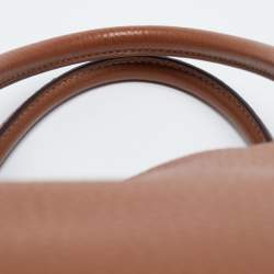 Pre Owned Prada Brown Vitello Daino Leather Middle Zip Tote