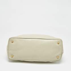 Prada Off White Leather Front Pocket Tote