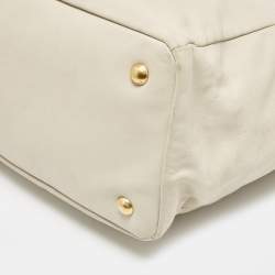Prada Off White Leather Front Pocket Tote