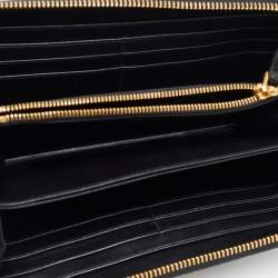 Pre Owned Prada Black Move Leather Zip Around Continental Wallet