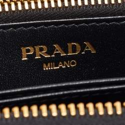 Pre Owned Prada Black Move Leather Zip Around Continental Wallet