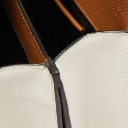 Prada Tan/Black Saffiano Lux Leather Turnlock Box Tote