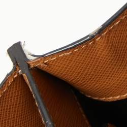 Prada Tan/Black Saffiano Lux Leather Turnlock Box Tote