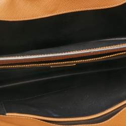 Prada Tan/Black Saffiano Lux Leather Turnlock Box Tote