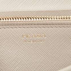 Prada Beige Saffiano Lux Leather Flap Continental Wallet