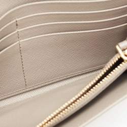 Prada Beige Saffiano Lux Leather Flap Continental Wallet
