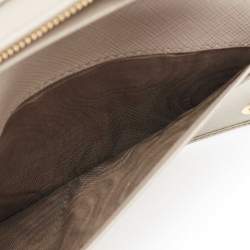 Prada Beige Saffiano Lux Leather Flap Continental Wallet