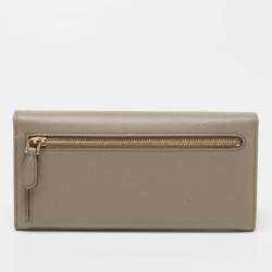 Prada Beige Saffiano Lux Leather Flap Continental Wallet