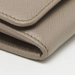 Prada Beige Saffiano Lux Leather Flap Continental Wallet