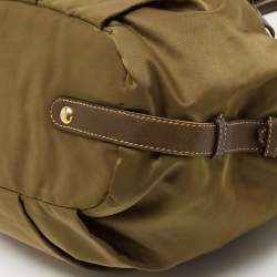 Pre Owned Prada Olive Green Nylon and Leather Satchel