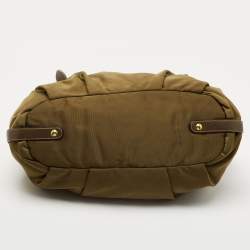 Pre Owned Prada Olive Green Nylon and Leather Satchel