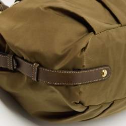 Pre Owned Prada Olive Green Nylon and Leather Satchel