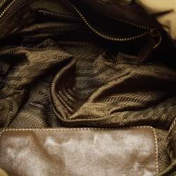 Pre Owned Prada Olive Green Nylon and Leather Satchel