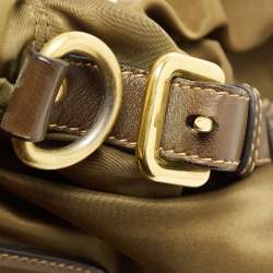 Pre Owned Prada Olive Green Nylon and Leather Satchel