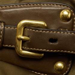 Pre Owned Prada Olive Green Nylon and Leather Satchel