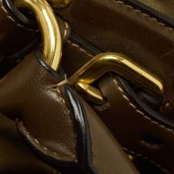 Pre Owned Prada Olive Green Nylon and Leather Satchel