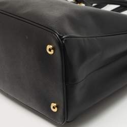 Pre Owned Prada Black Saffiano Lux Leather Medium Galleria Zip Tote