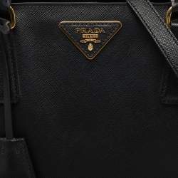Pre Owned Prada Black Saffiano Lux Leather Medium Galleria Zip Tote