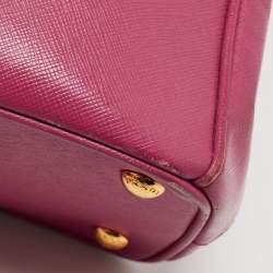 مملوكة مسبقًا Prada Pink Saffiano Lux Leather Small Galleria Double Zip Tote