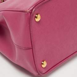 مملوكة مسبقًا Prada Pink Saffiano Lux Leather Small Galleria Double Zip Tote