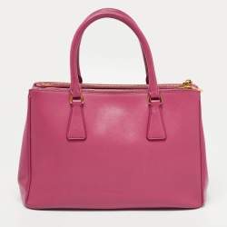 مملوكة مسبقًا Prada Pink Saffiano Lux Leather Small Galleria Double Zip Tote