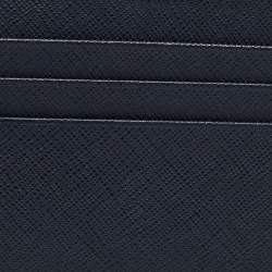 Prada Blue Saffiano Leather Zip Card Holder