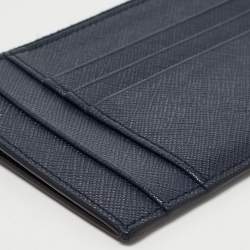 Prada Blue Saffiano Leather Zip Card Holder