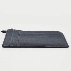 Prada Blue Saffiano Leather Zip Card Holder