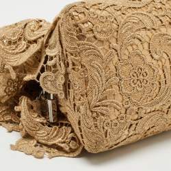 Pre Owned Prada Gold Lace Pizzo S Bowler Bag
