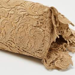 Pre Owned Prada Gold Lace Pizzo S Bowler Bag