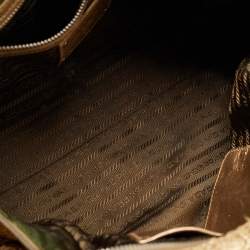 Pre Owned Prada Gold Lace Pizzo S Bowler Bag