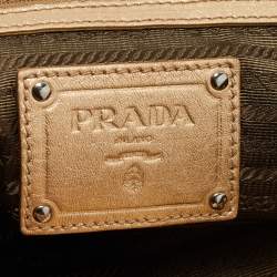 Pre Owned Prada Gold Lace Pizzo S Bowler Bag