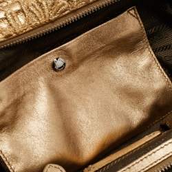 Pre Owned Prada Gold Lace Pizzo S Bowler Bag