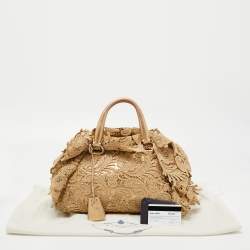 Pre Owned Prada Gold Lace Pizzo S Bowler Bag
