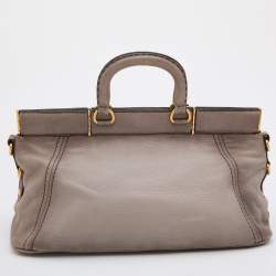 Prada  Light Grey Leather Shopper Tote